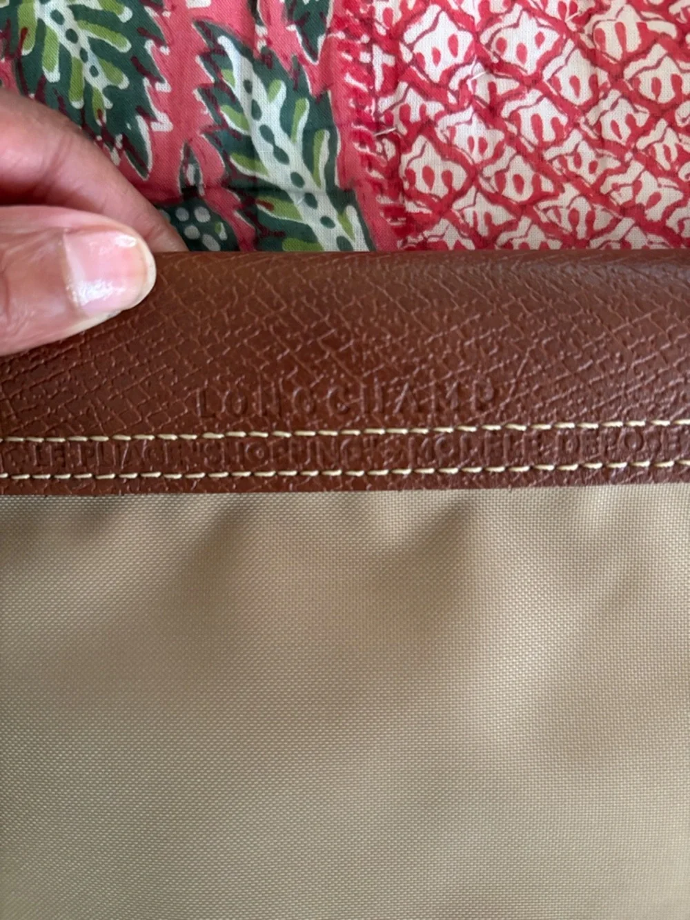 Longchamp Beige Tote with Black Eiffel Tower and Brown Trim - Picture 3 of 13